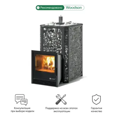 Фото Печь Изистим Ялта 35/2025 Хохлома черный  в магазине Woodson