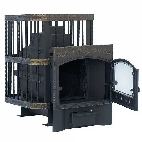 Фото Печь банная чугунная "Сибирь-24". Каминная дверца "Сибирь" (Сетка) в магазине Woodson