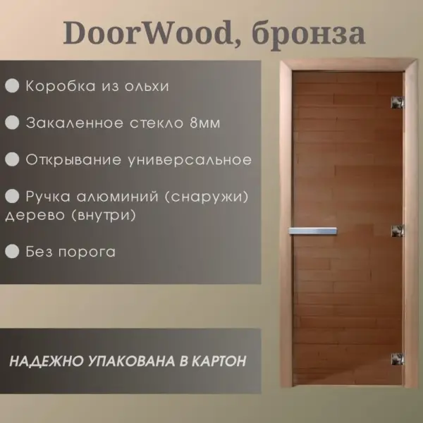 Дверь DoorWood "Бронза матовая" 1900*700 (Ольха 3п, 8мм) Дверь DoorWood "Бронза матовая" 1900*700 (Ольха 3п, 8мм)