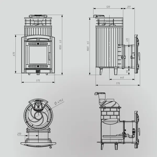 Фото Печь банная "Атмосфера L" Змеевик ламель+сетка с газовой горелкой в магазине Woodson
