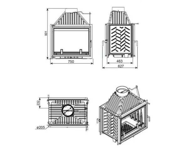 Каминная топка EVEREST A16 H Каминная топка EVEREST A16 H