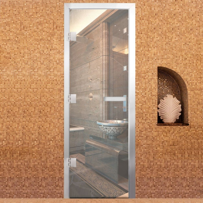 Дверь Хамам Престиж 60G Прозрачная 1900*700 R, без порога