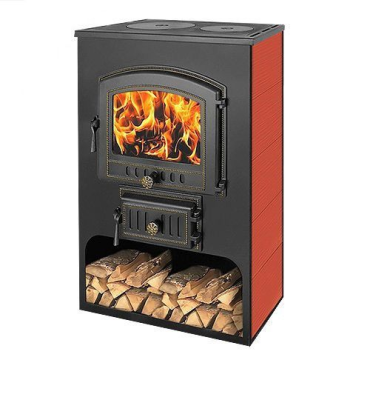 Фото Печь-Камин ВЕЗУВИЙ ПК-03 (224) с плитой "Везувий В3" красн. 12 кВт (200 м3)  Ø 150 мм в магазине Woodson
