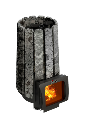 Фото Дровяная банная печь Grill'D Cometa Vega 180 Short Window Max Stone (Серпентинит) в магазине Woodson