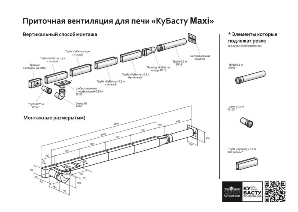 Приточная вентиляция для печи КуБасту макси