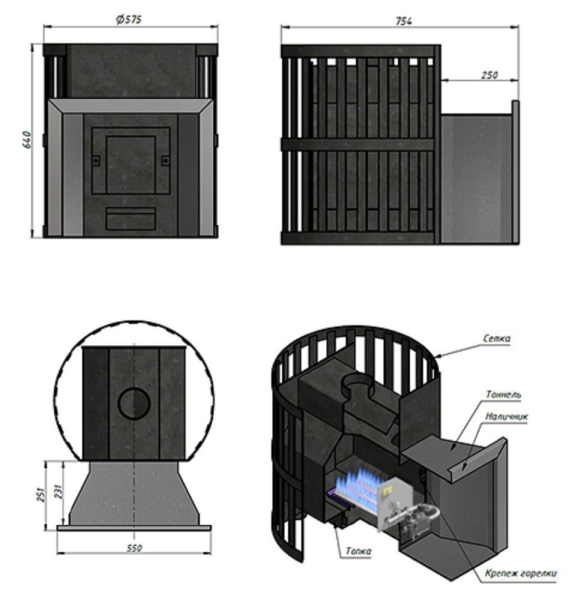 Фото Печь ВЕЗУВИЙ газо-дровяная СКИФ Ковка 18 (ДТ-3) в магазине Woodson