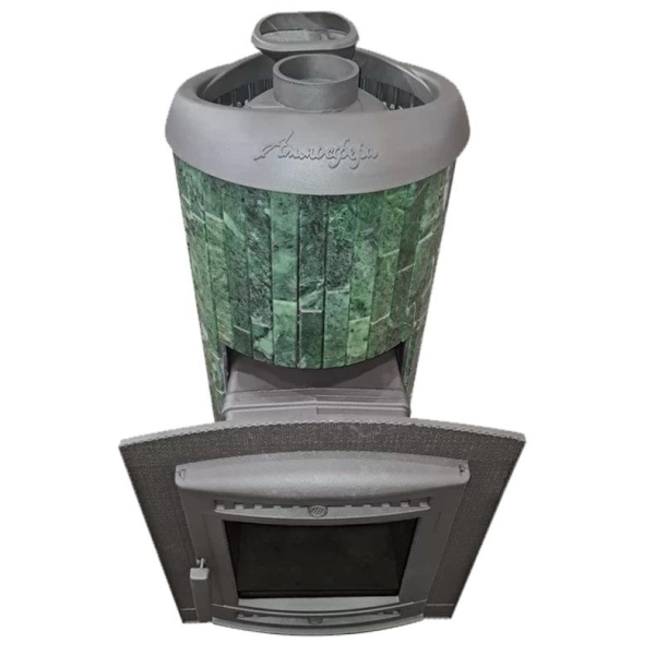 Фото Печь банная "Атмосфера XL" в ламелях из натурального камня "Змеевик" наборный в магазине Woodson