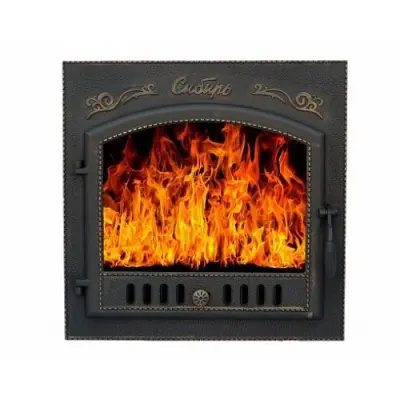 Дверка каминная "Сибирь" 12 АС окрашенная со стеклом 700х700х80 мм