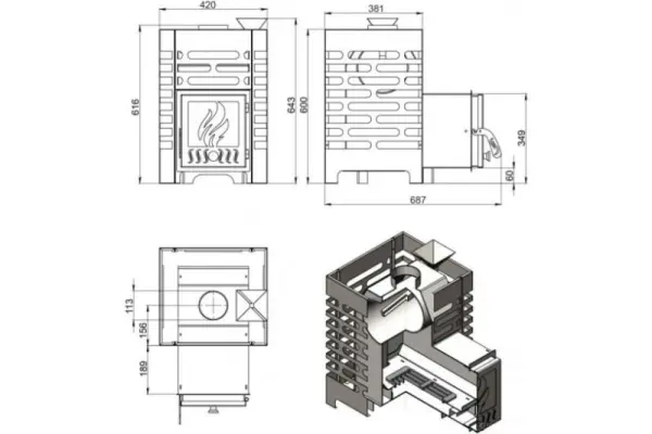 Фото Печь для бани ASTON 12 стекло в магазине Woodson